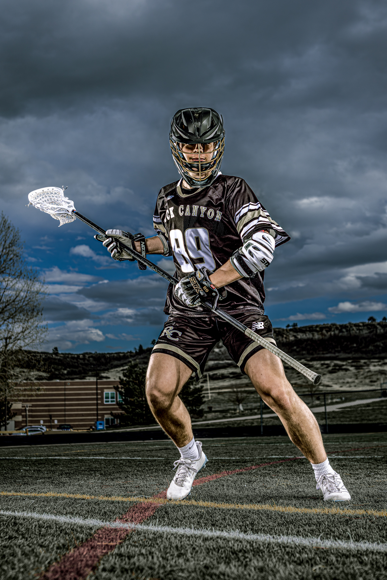 Cinematic pre-game shots featuring senior players from the Rock Canyon Lacrosse Team, perfect for social media, posters, and schedules.