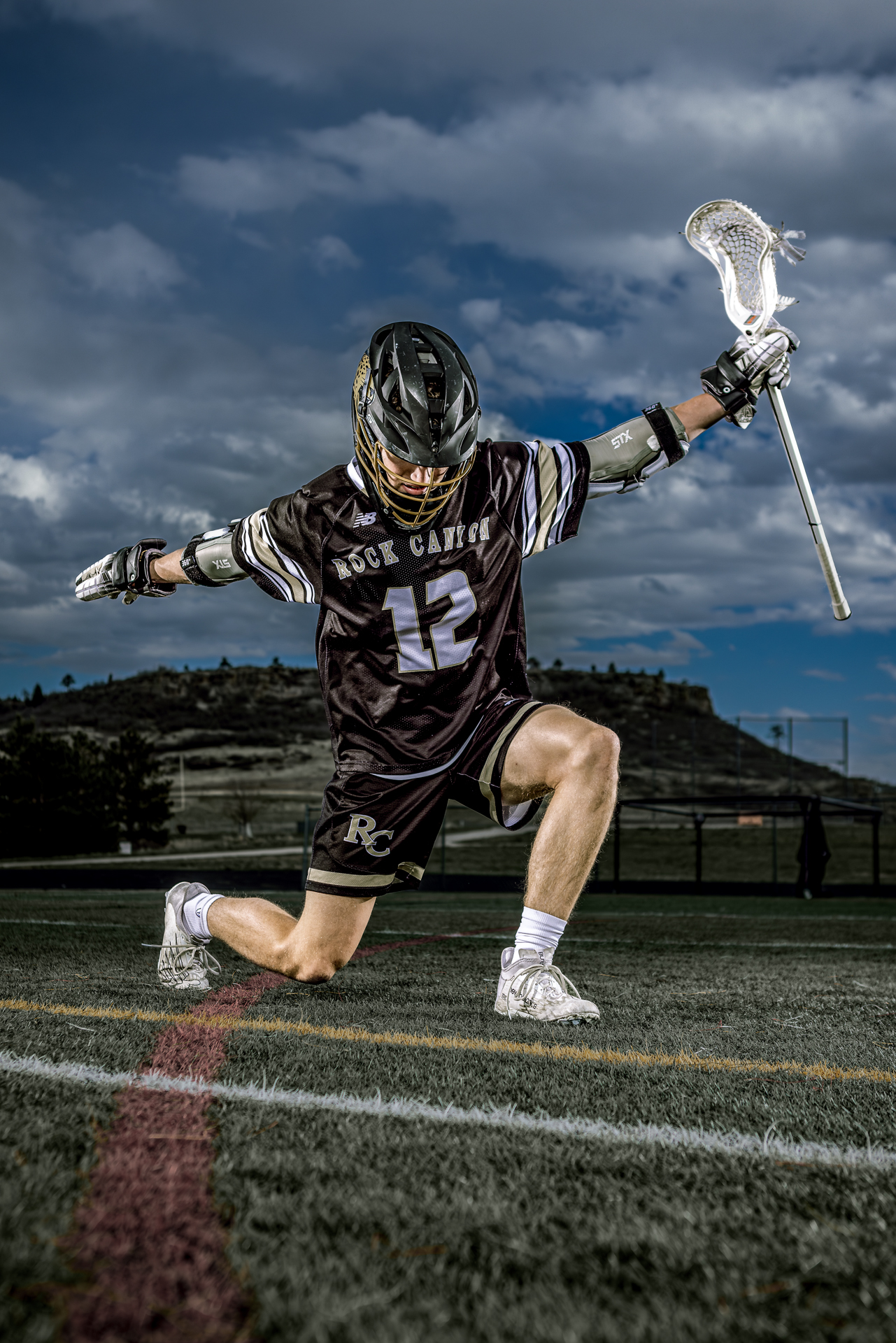Cinematic pre-game shots featuring senior players from the Rock Canyon Lacrosse Team, perfect for social media, posters, and schedules.