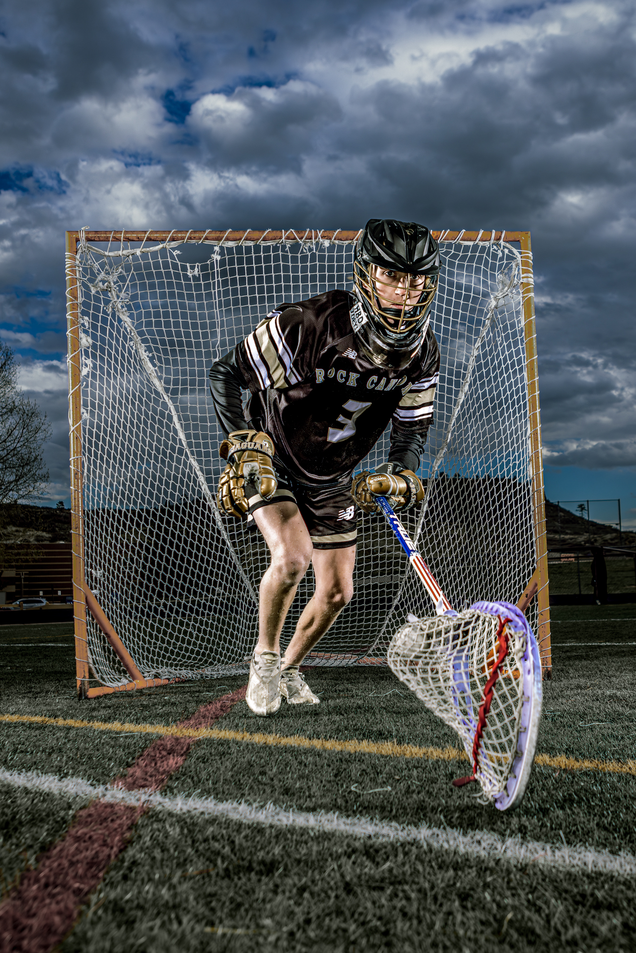 Cinematic pre-game shots featuring senior players from the Rock Canyon Lacrosse Team, perfect for social media, posters, and schedules.